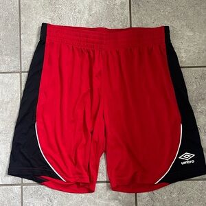 Umbro Red and Black Men’s Athletic Shorts with White Trim